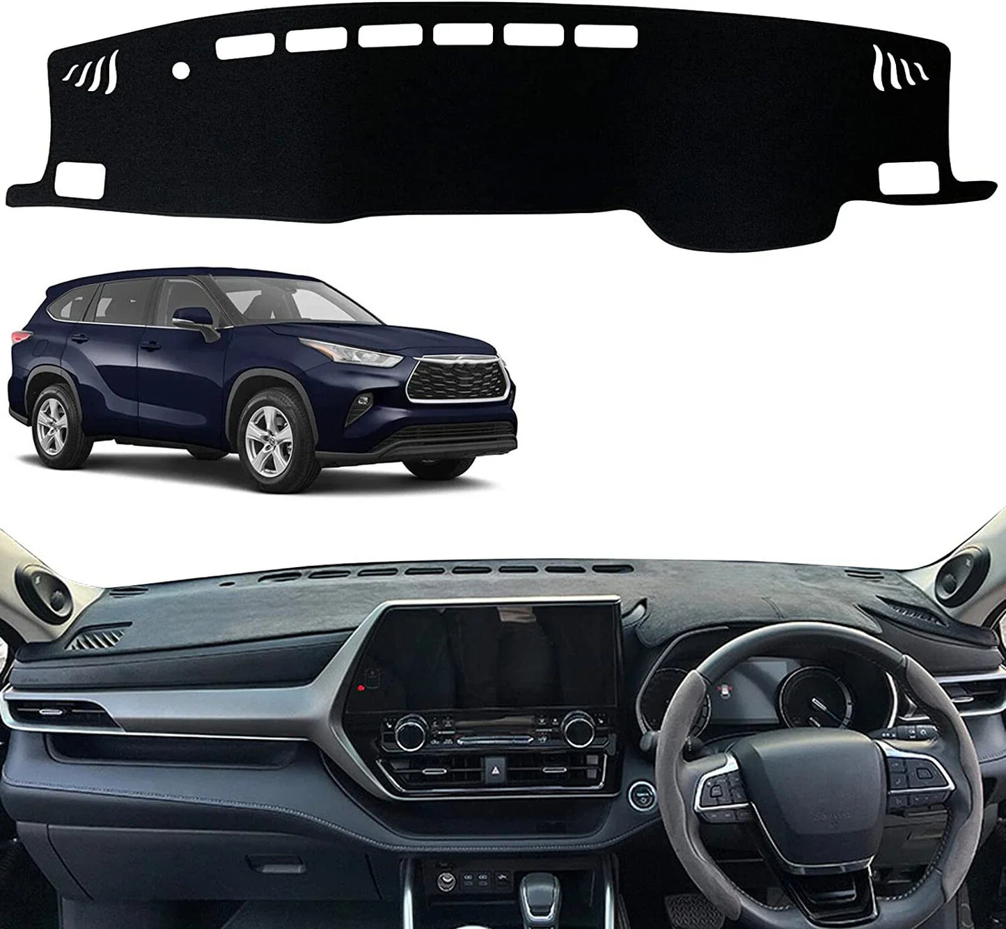 Non-Slip Dash Mat for Toyota Kluger XU75R GX GXL (2021-2023) Black
