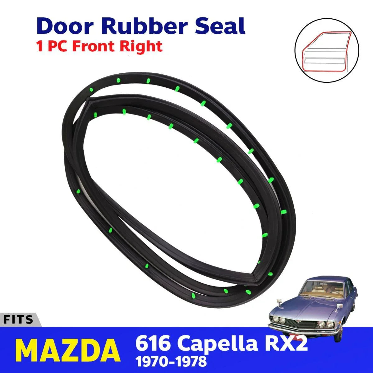 Door Rubber Seal Weatherstrip Front Right Fits Mazda 616 Capella RX2 1970-78 D09