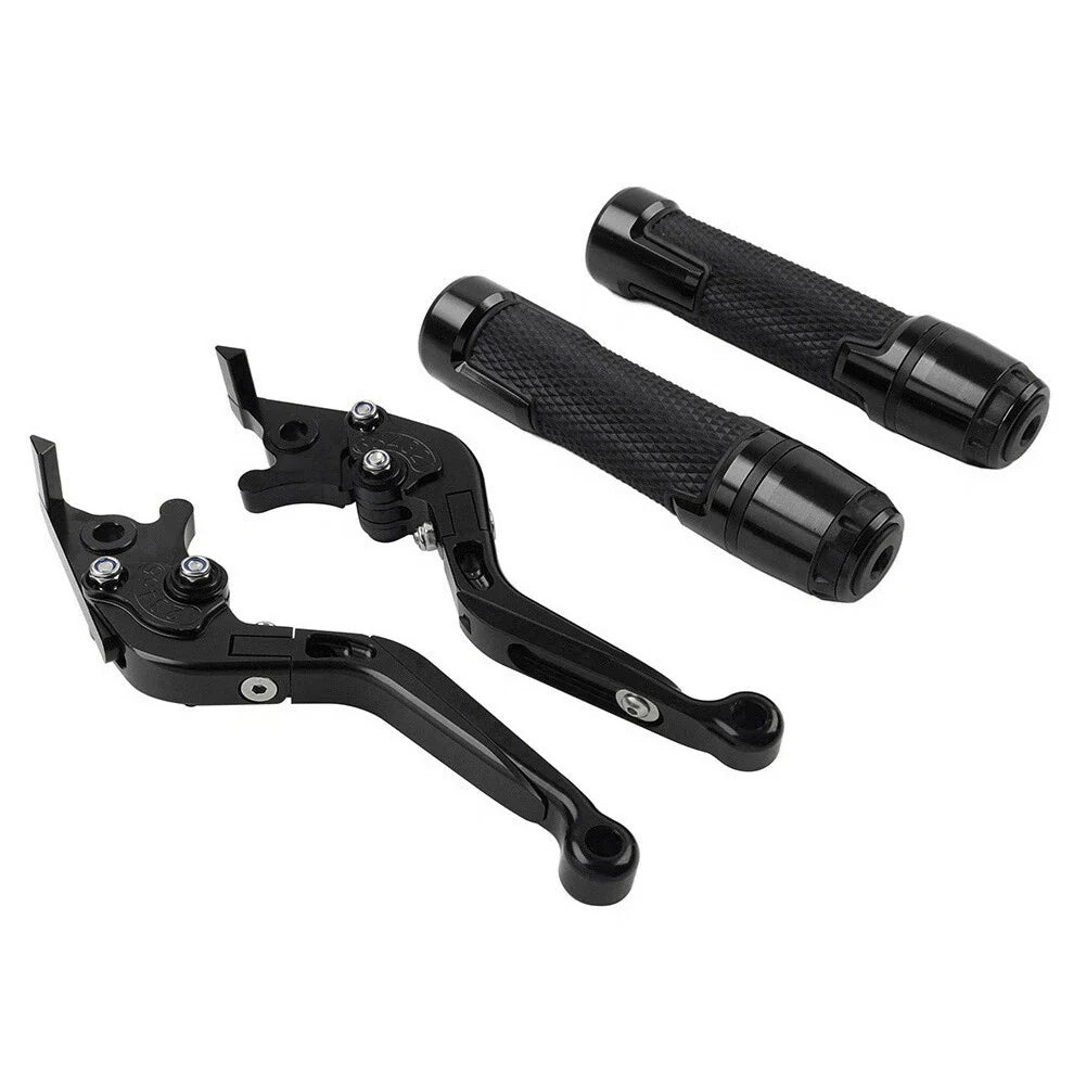Black Extendable Brake Clutch Lever Grip Set for Kawasaki Ninja 650R (2006-2011)