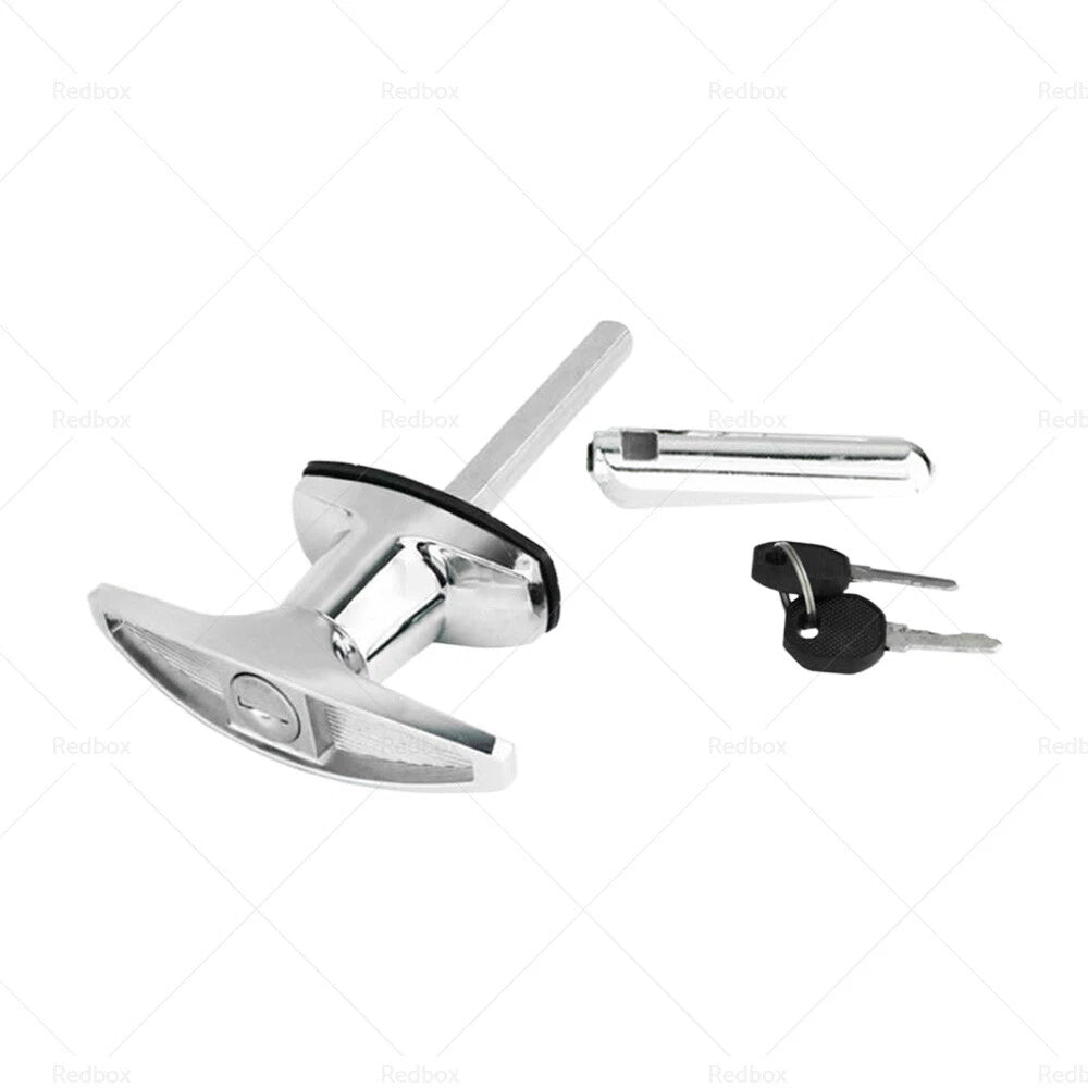 Chrome Rear Fixing T Handle Lock w/ Key for Trailer Caravan Toolbox