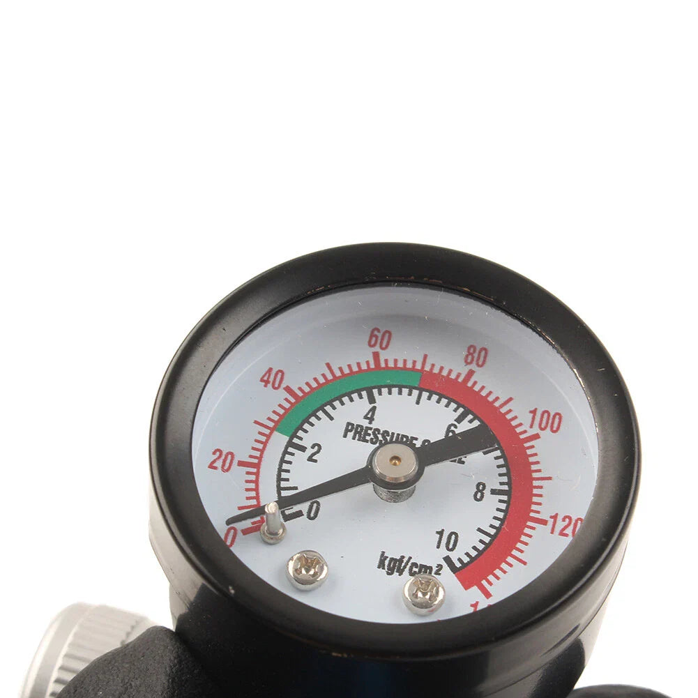1/4" Air Pressure Regulator Gauge & In-Line Water Trap Filter for Spray Gun
