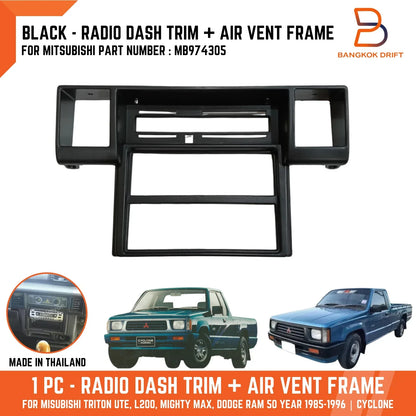 Black Radio Dashboard Panel Trim for Mitsubishi Triton Ute (1986-1996)