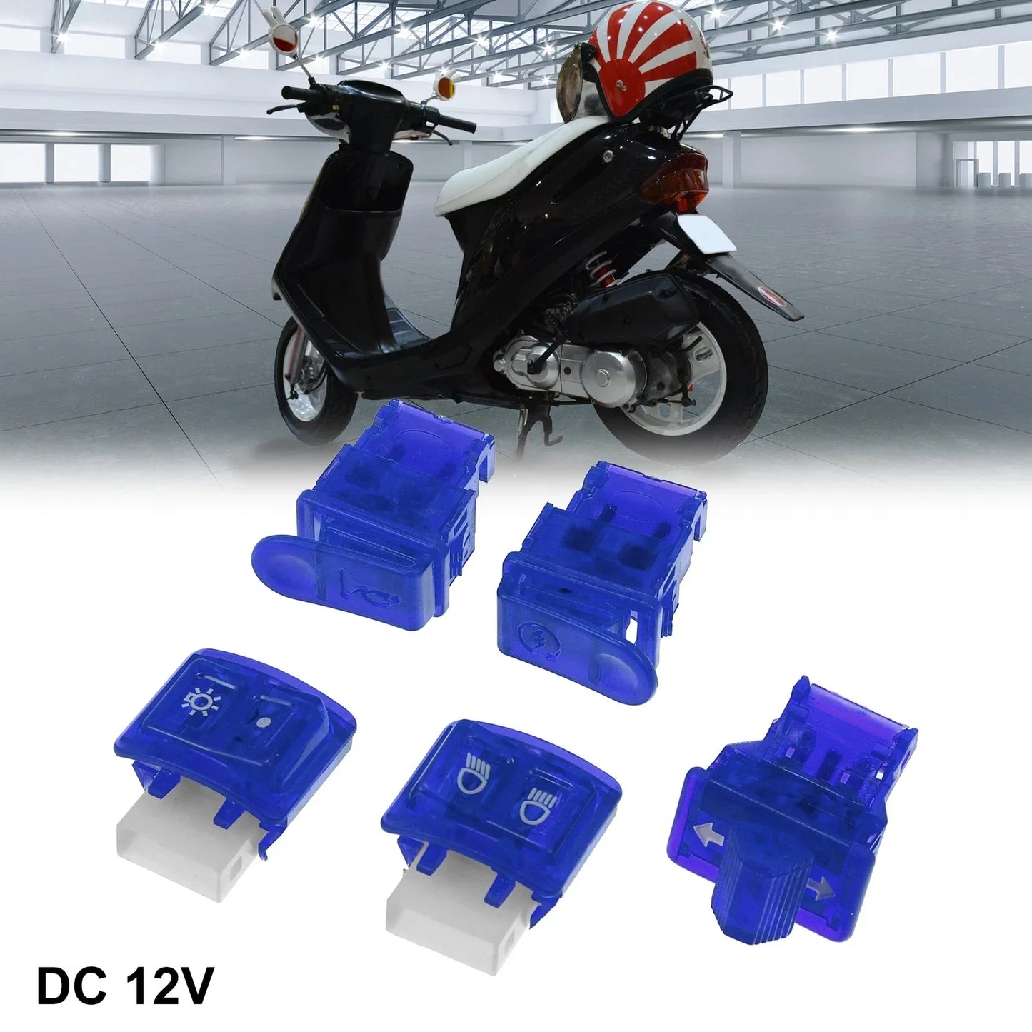 Motorcycle Handlebar Switch Set for Honda - On Off Start Switches - Blue