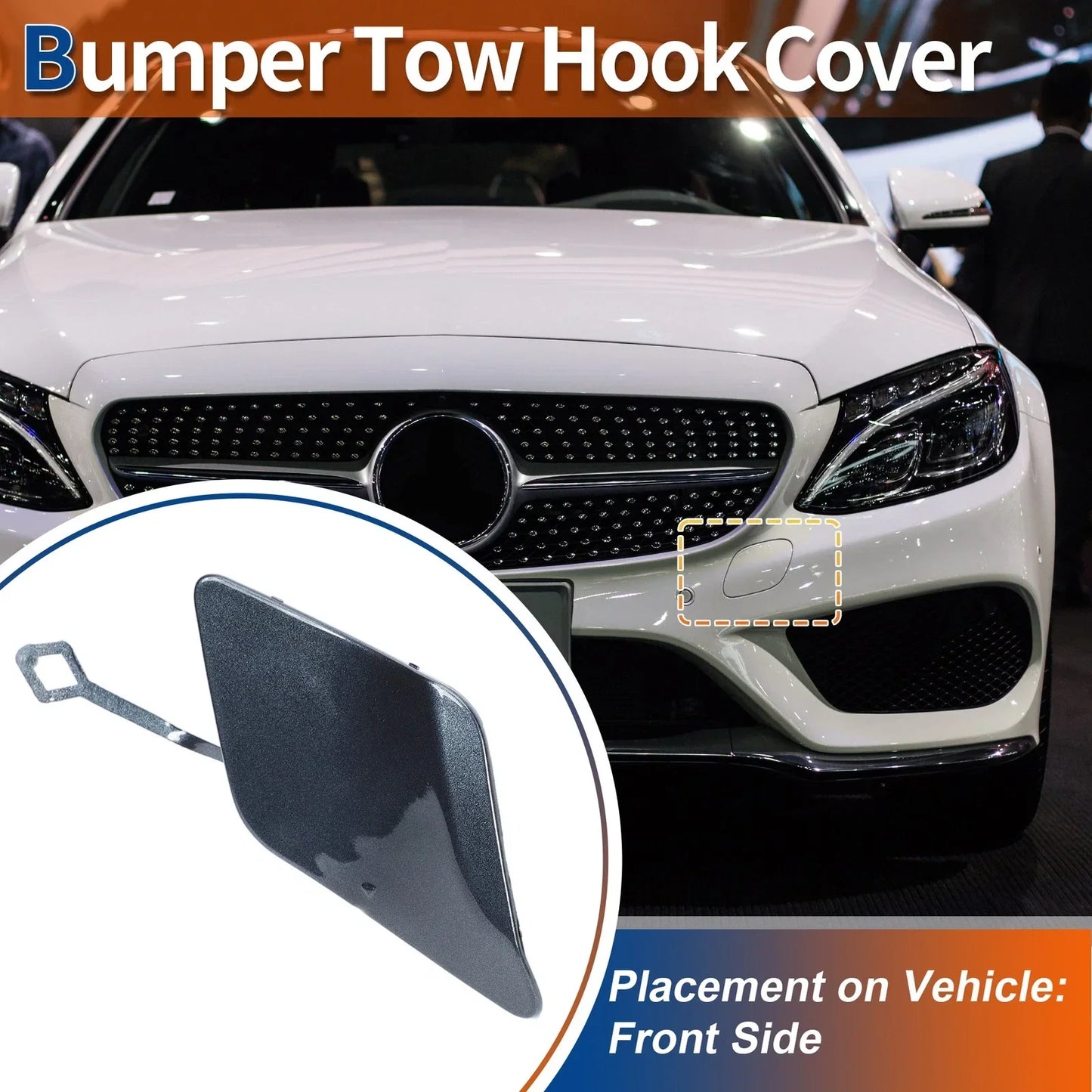Tow Hook Cover for Mercedes-Benz Front Car Bumper Tenorite Grey (2012-2018)