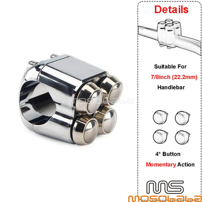 Chrome 7/8in Motorcycle Horn Indicator Switch for Harley Handlebar