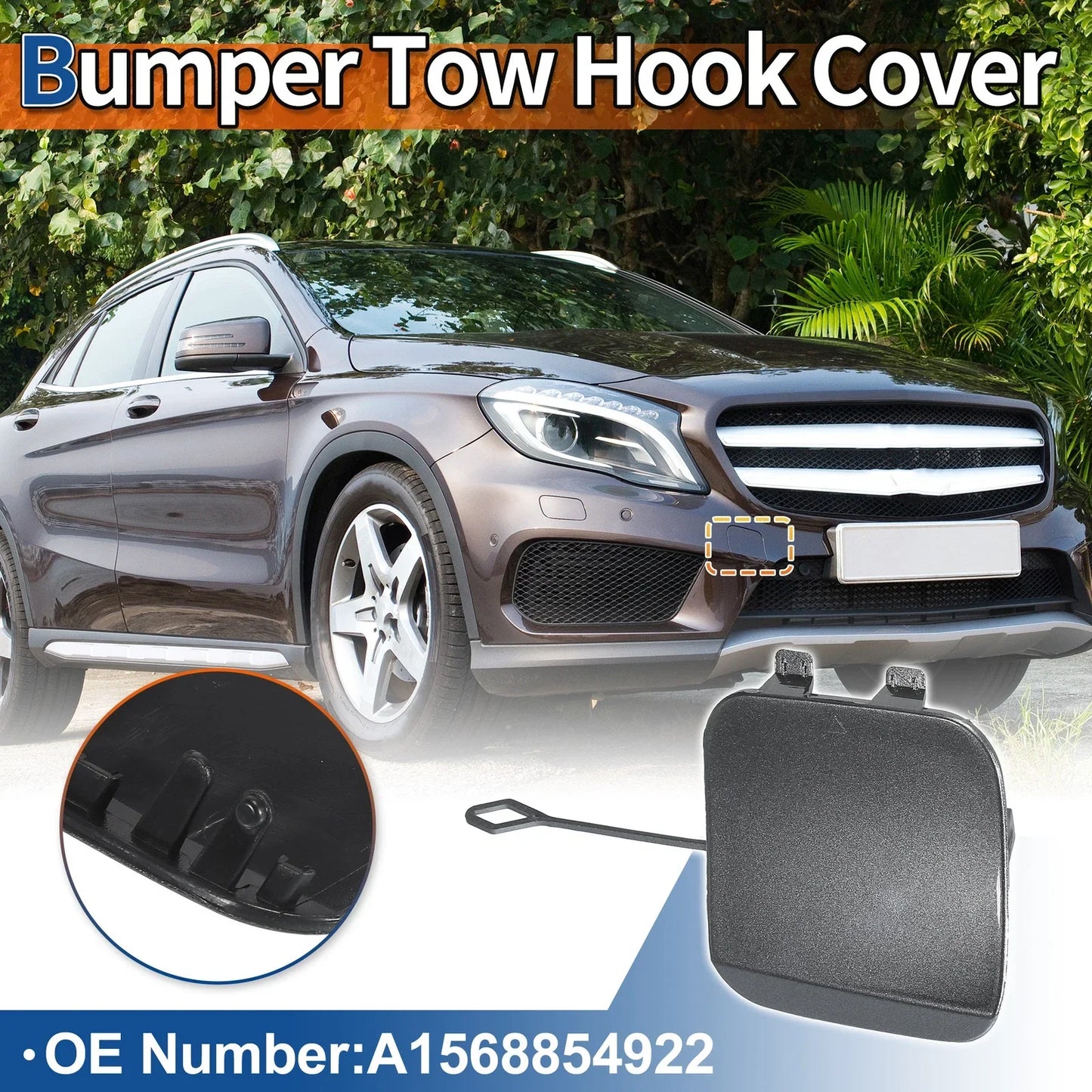 Front Bumper Tow Hook Cover for Mercedes-Benz GLA X156 (2014-2020) Gray