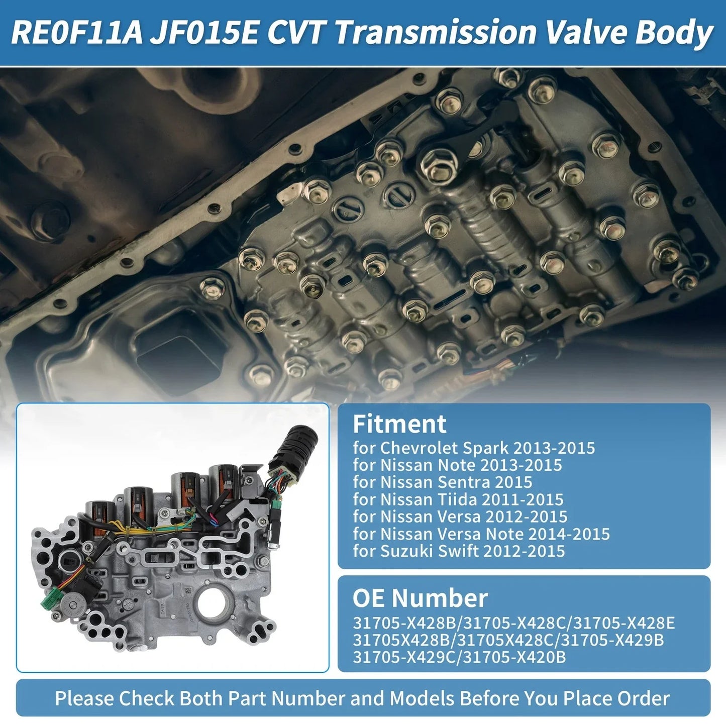 CVT Transmission Valve Body with Solenoid for Nissan (2007-2012)