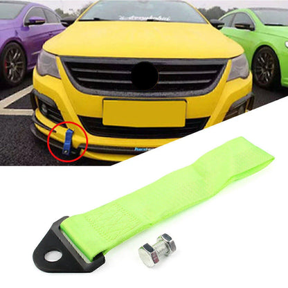 Racing Car Towing Strap Belt Hook for Universal Rear/Front Bumper - Green