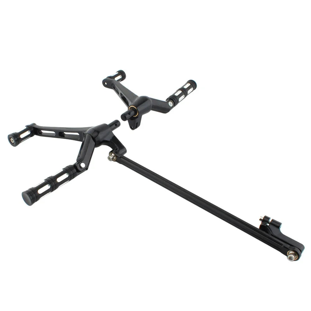 Black Driver Footrest Pedal Bracket Set for Harley Night Rod VRSC Special (07-17)
