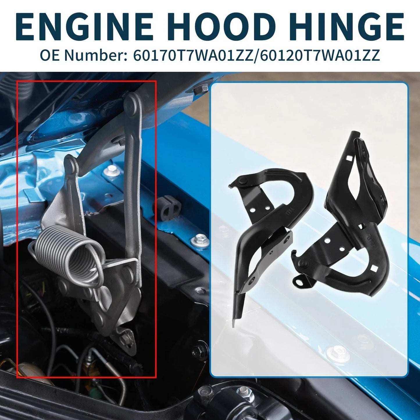 Hood Hinges for Honda HR-V 2016-2022 Front Bonnet Bracket 2 x Covers