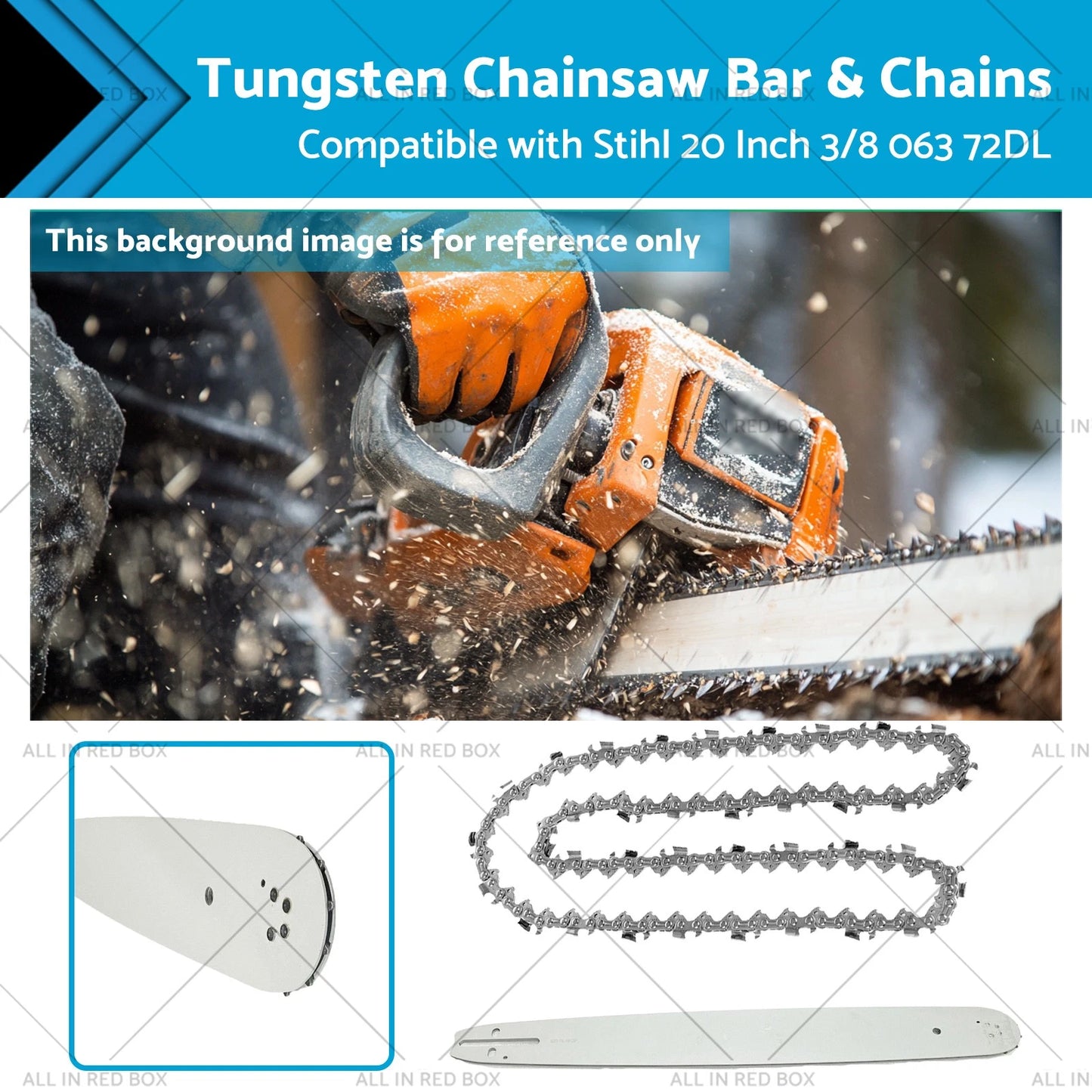 20" Bar + 1x Tungsten Carbide Chain .063 3/8 72DL for Stihl Chainsaws