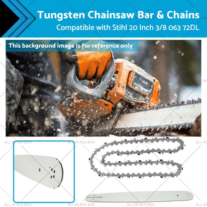 20" Bar + 1x Tungsten Carbide Chain .063 3/8 72DL for Stihl Chainsaws