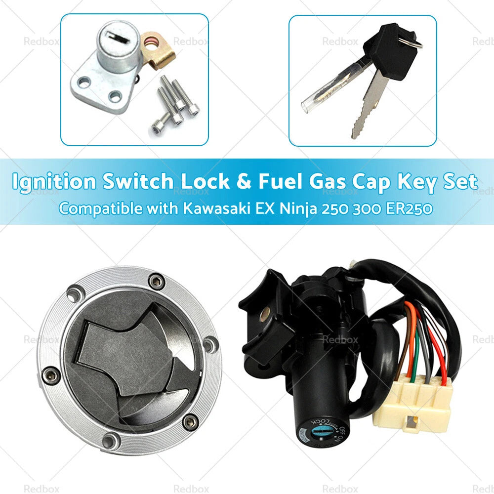 Ignition Switch Lock & Gas Cap Key Set for Kawasaki EX250 Ninja 250 (2008-2012)