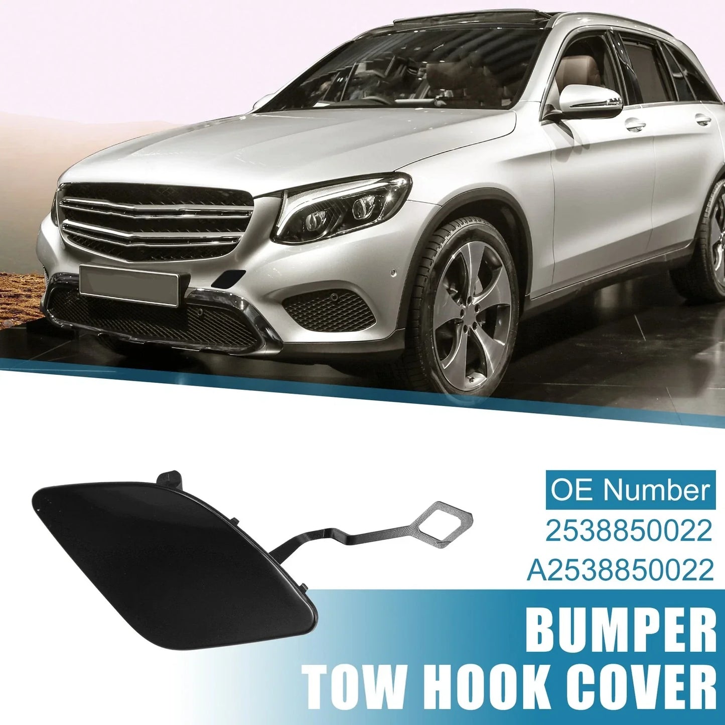 Front Bumper Tow Hook Cap for Mercedes-Benz GLC Class (2016-2023) Gloss Black