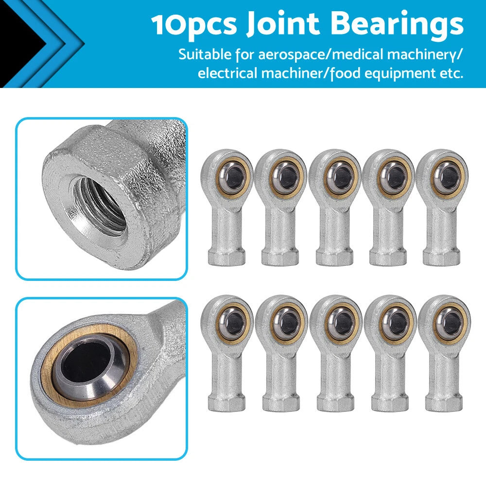 10 x Zinc 6mm Female Spherical Plain Rose Joint Bearings Left Hand Threaded