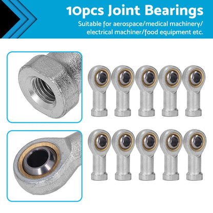 10 x Zinc 6mm Female Spherical Plain Rose Joint Bearings Left Hand Threaded