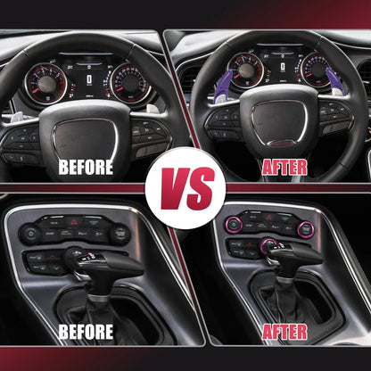 Purple Paddle Shifter AC Volume Knob Cover Ring Trim for Dodge Charger (2011-2023)