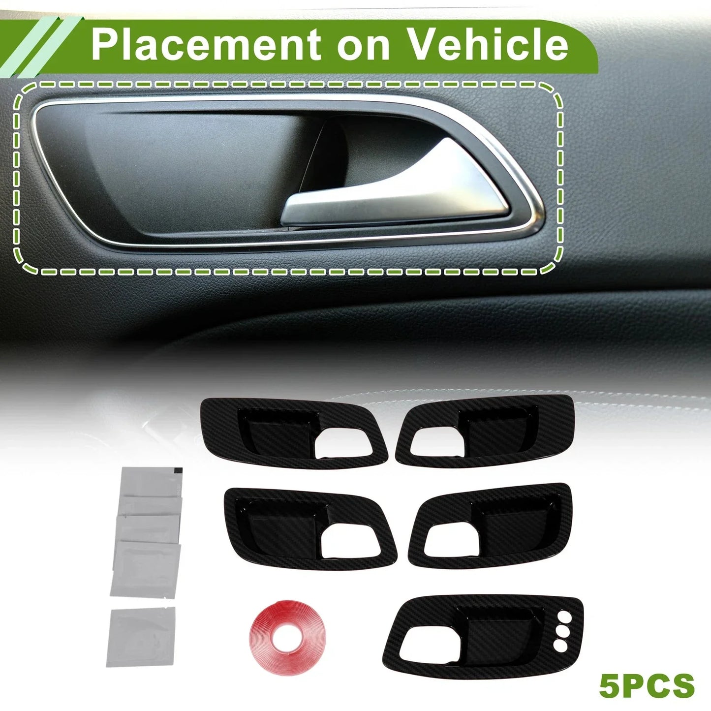 Interior Door Handle Bowl Cover Trim for Dodge Charger (2011-2021) 5 x ABS