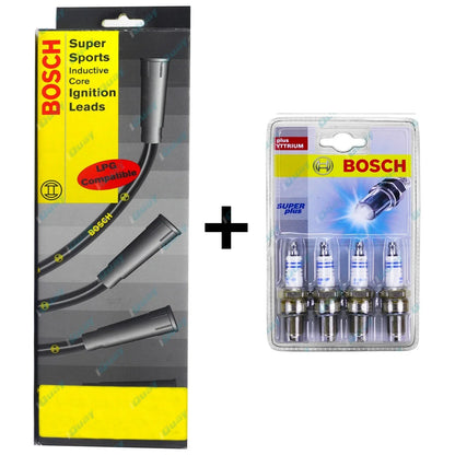 Bosch Spark Plugs + Leads for Hilux YN56 YN57 YN85 2.0L 1.8L 3YC 2Y 4cyl 83~90