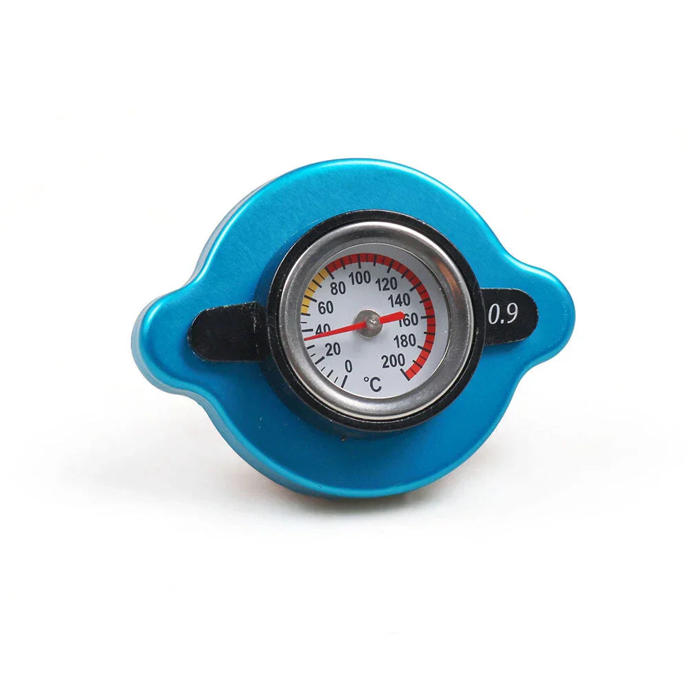 Stainless Radiator Cap Tank Cover Water Temp Gauge 0.9Bar for ATV UTV RVs