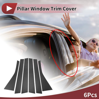 6 Pcs Car Door Pillar Window Trim for Honda Fit Jazz (2004-2007) Black Carbon Fiber