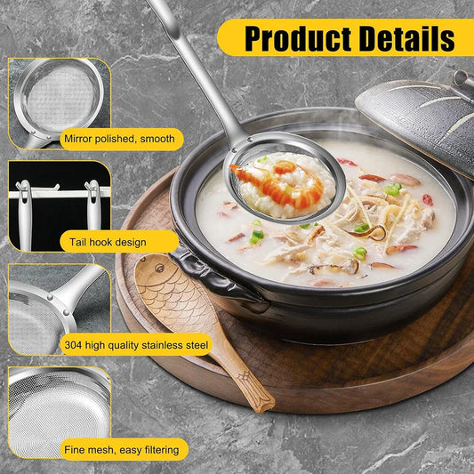 304 Stainless Steel Extra Fine Mesh Strainers for Skimming Grease & Foam