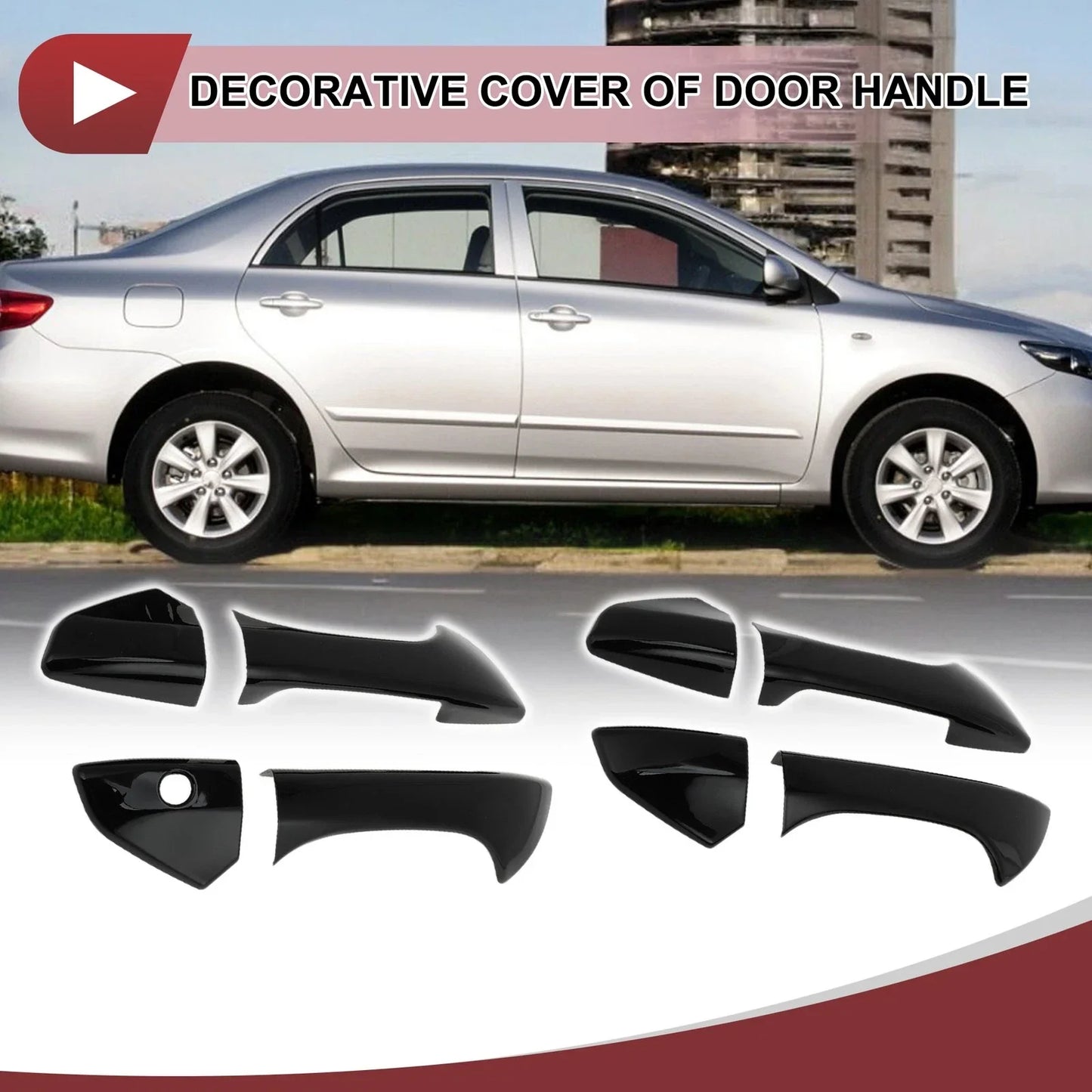 Car Door Handle Cover Set for Honda Accord (2008-2012) - Gloss Black ABS