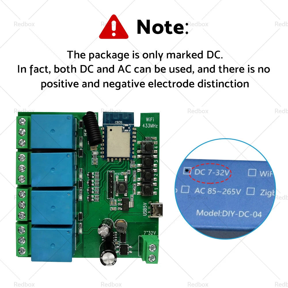 4 Channel Relay Module for WIFI Bluetooth-Compatible Development Board