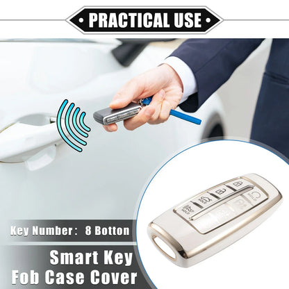 Keyless Smart Key Fob Case for Hyundai G80 GV80 8 Button TPU White (2021-2023)