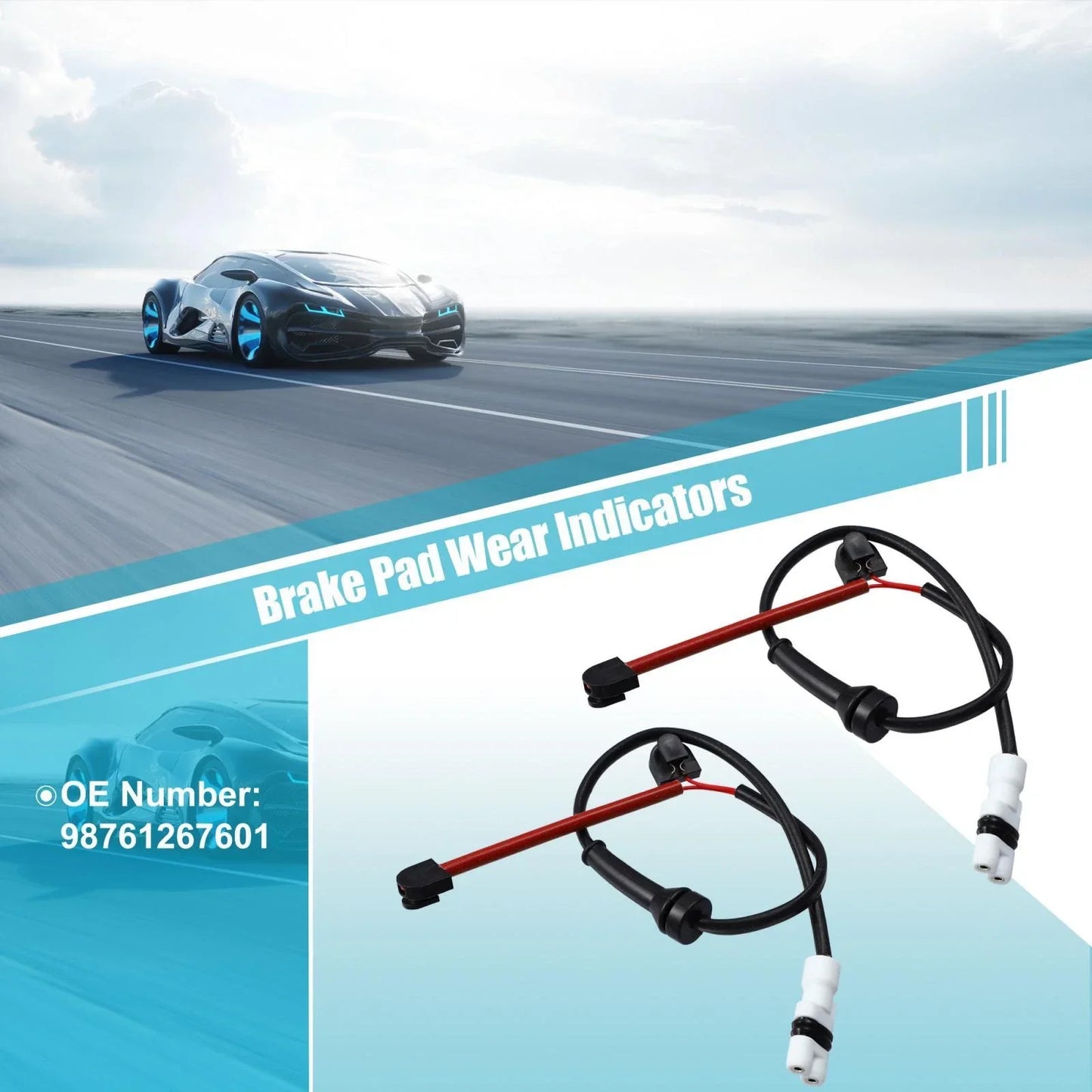 2 x Rear Disc Brake Pad Wear Sensors for Porsche Cayman Boxster (2005-2012)