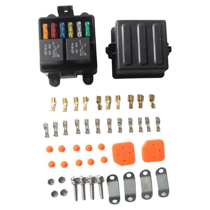 6-Way 12V Fuse Relay Box with 5-Pin 40A Relays for Car Truck