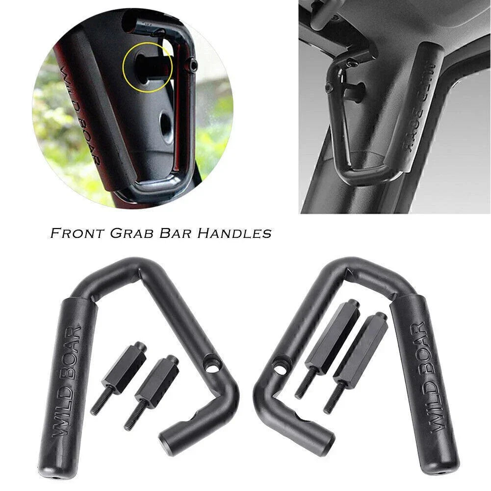 Textured Front Grab Bar Handles for Jeep Wrangler JK/JKU (2007-2017)