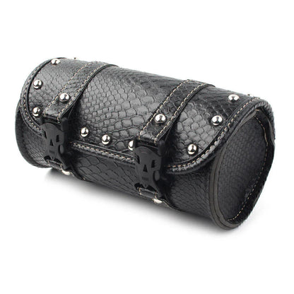 Leather Motorcycle Tool Bag for Universal Fork Handlebar Saddlebag Roll