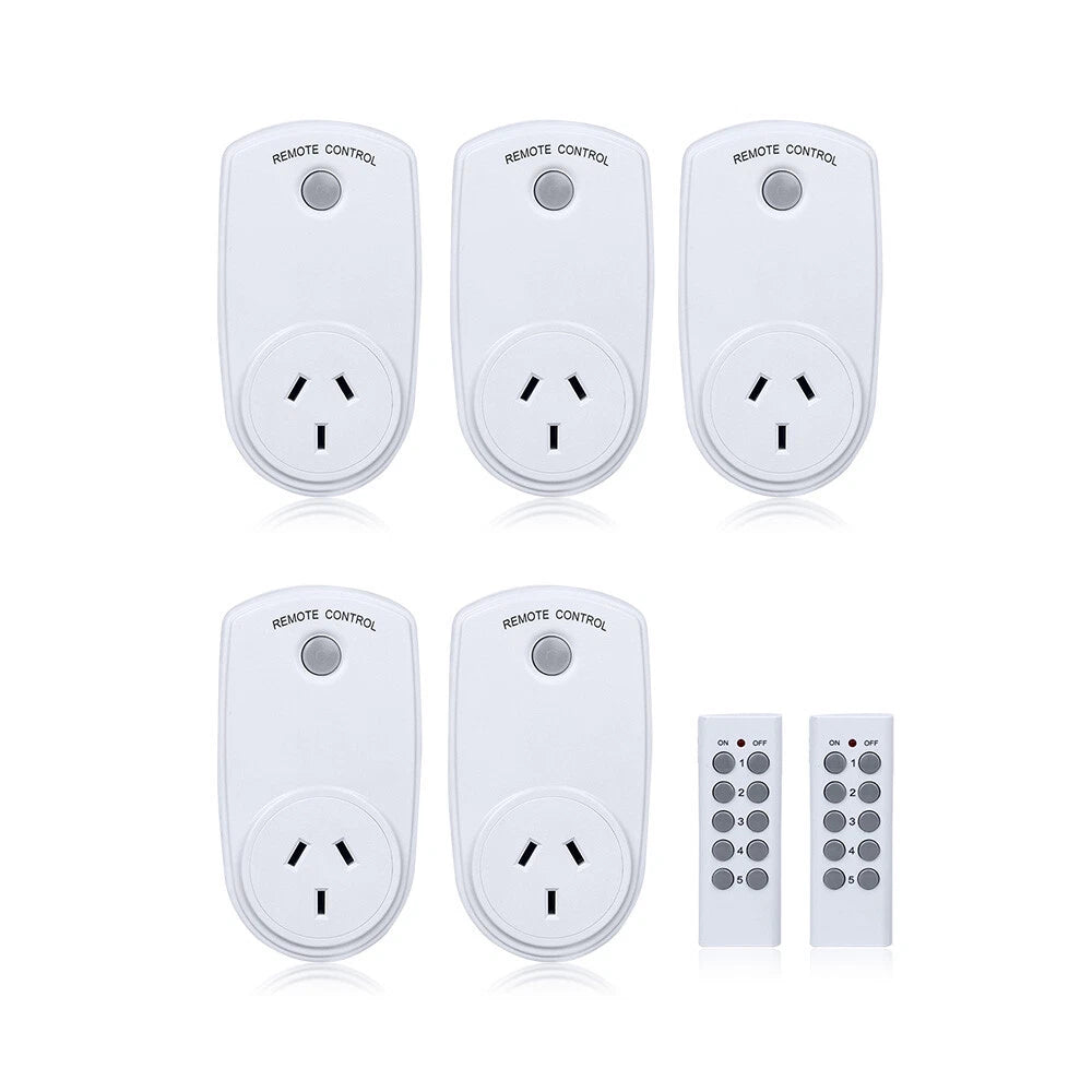 5 x Home Wireless Power Switch Mains Sockets &  Remote Controllers AU Plug