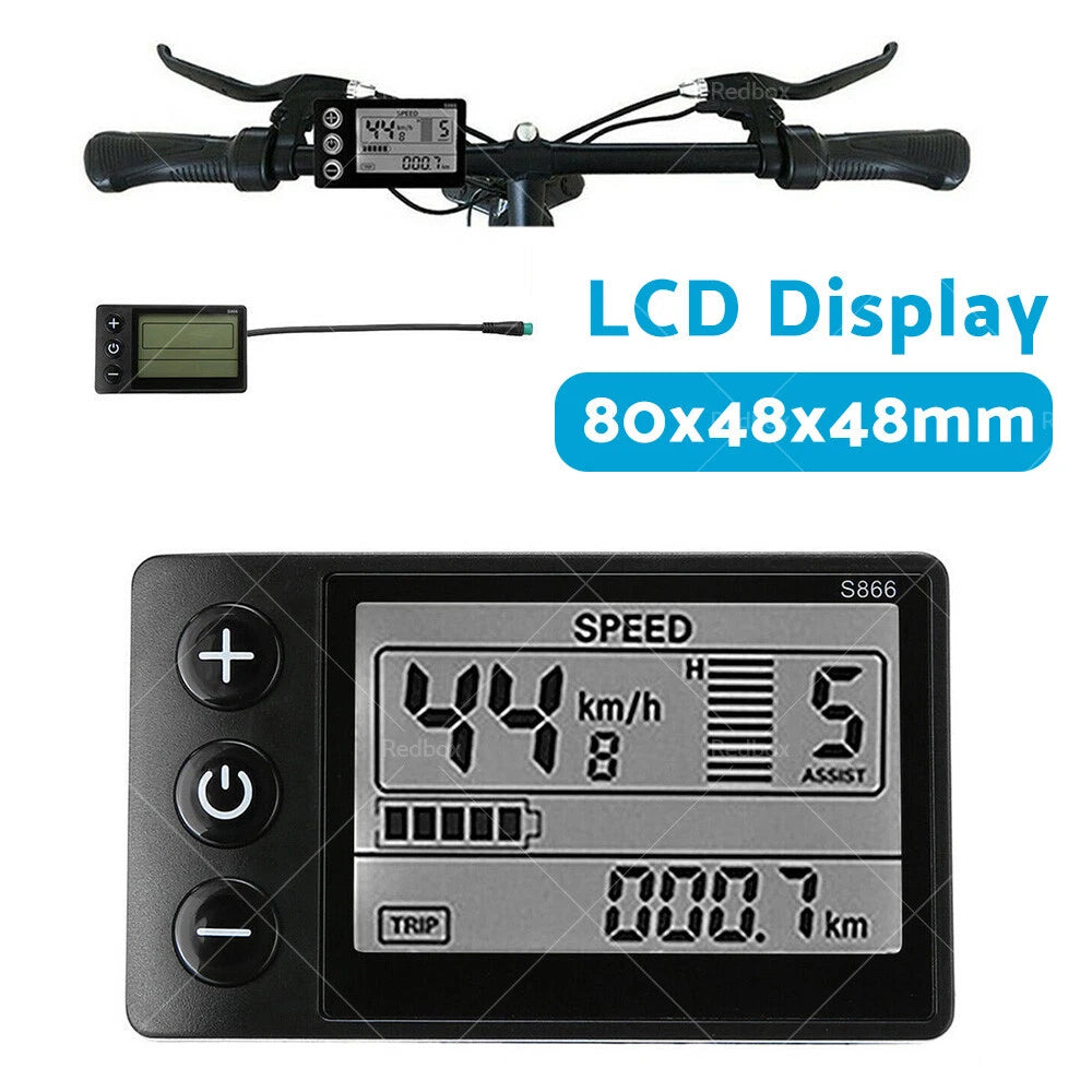 LCD Display for Electric Bike S866 24V/36V/48V Waterproof Plug