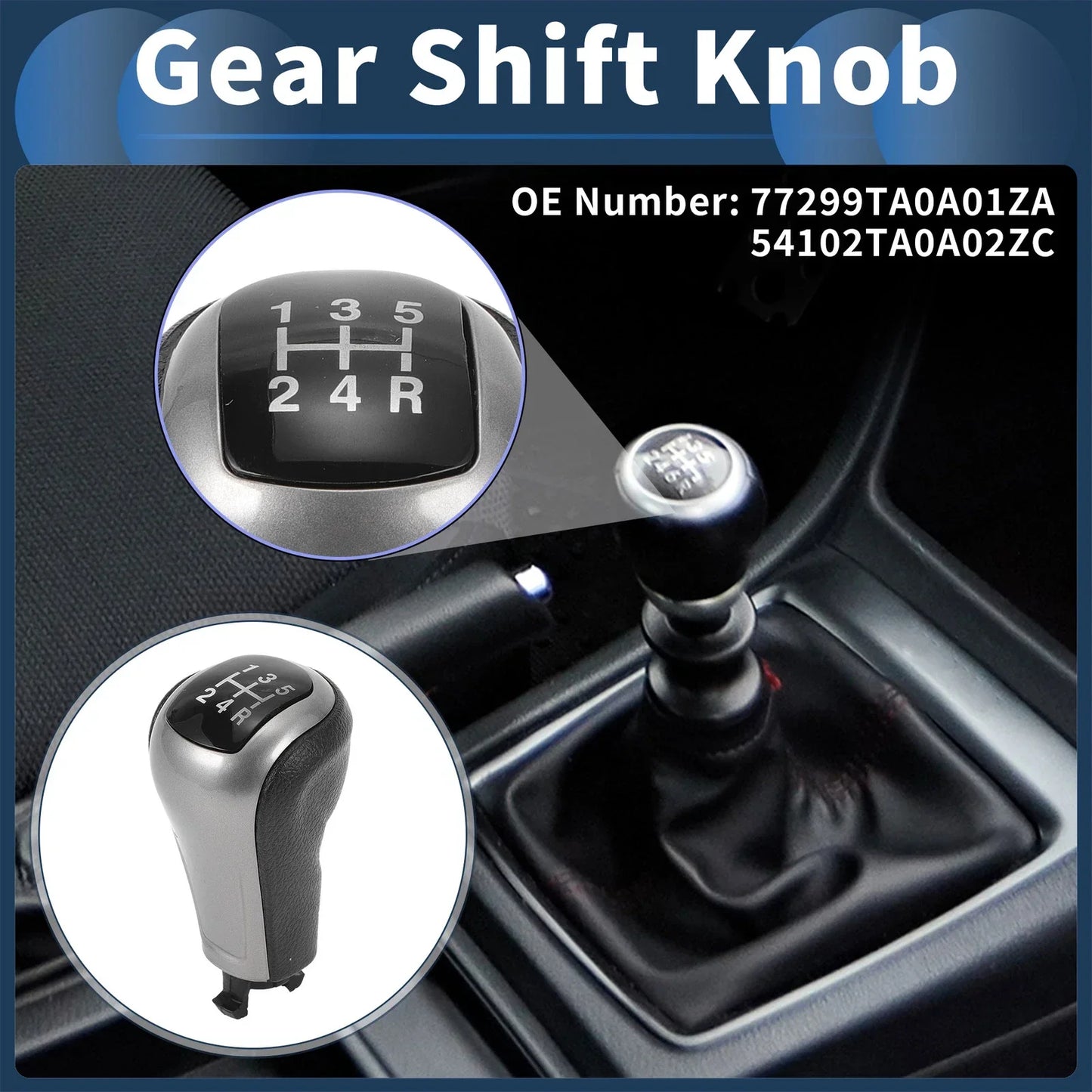 5 Speed Gear Shift Knob for Honda Accord (2008-2012) Plastic