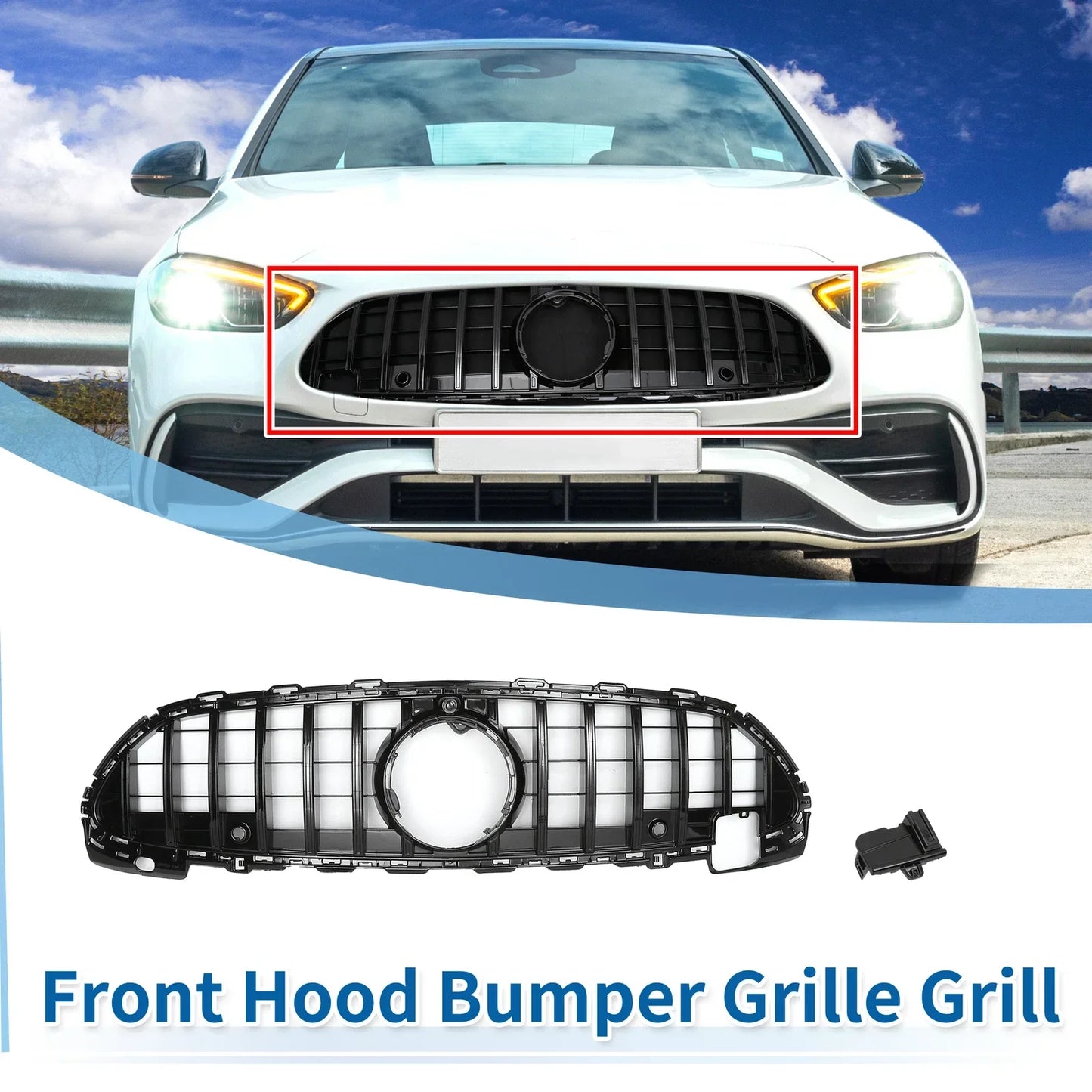 Front Upper Bumper Grille for Mercedes-Benz C200 AMG Body Styling (2023)