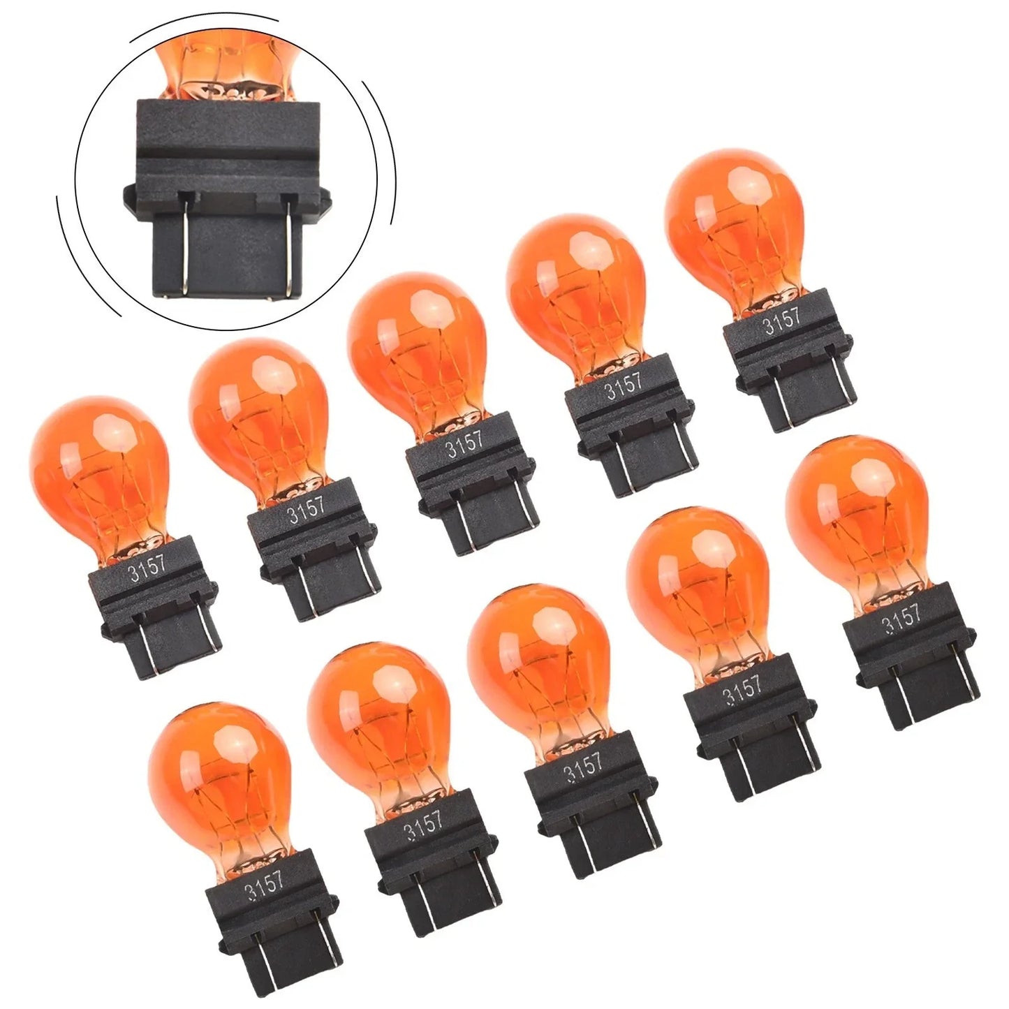 10 Pack 3157 Clear Amber Tail Signal Brake Light Bulbs for Cars