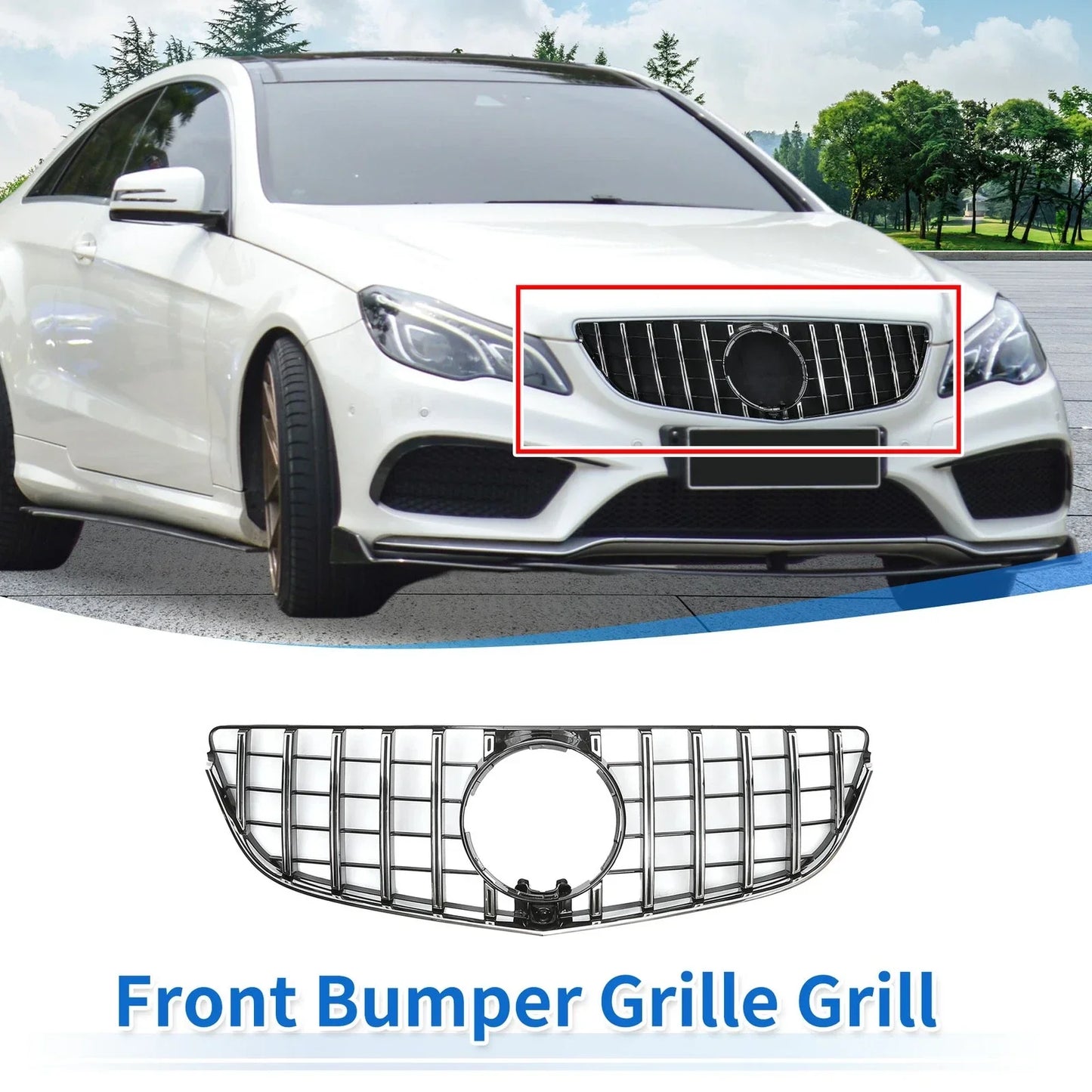 Front Upper Bumper Grille for Mercedes-Benz E200 (2014-2017)