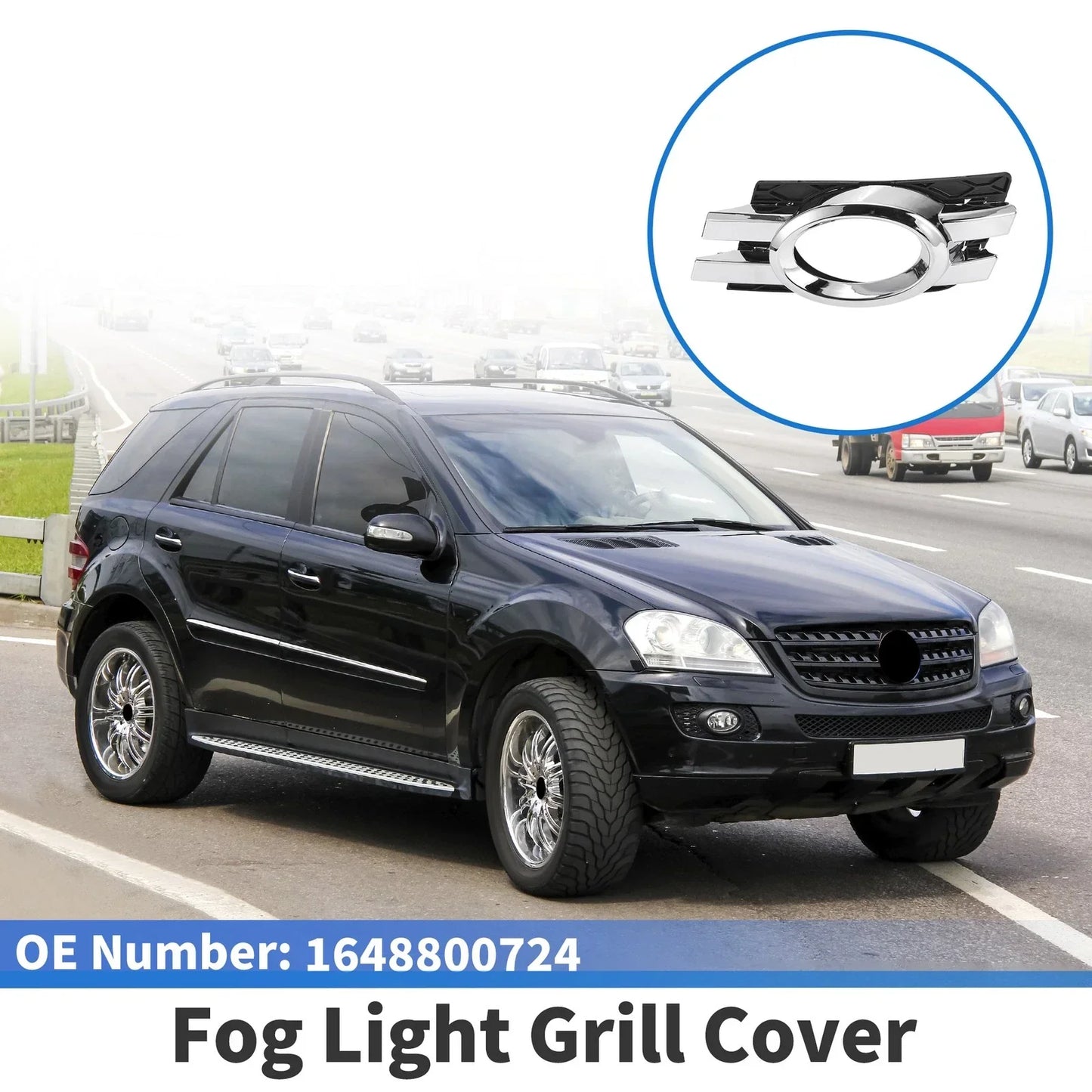 Front Left Fog Light Grill for Mercedes-Benz (2007-2012) Silver, Black