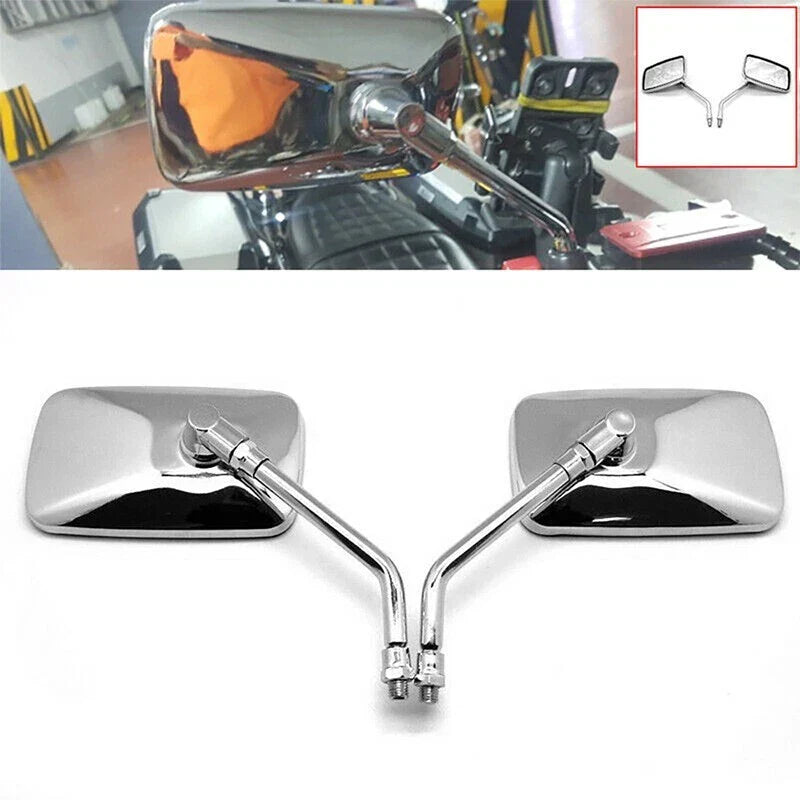 Chrome Rear View Mirrors for Honda Shadow, Kawasaki, Suzuki Boulevard