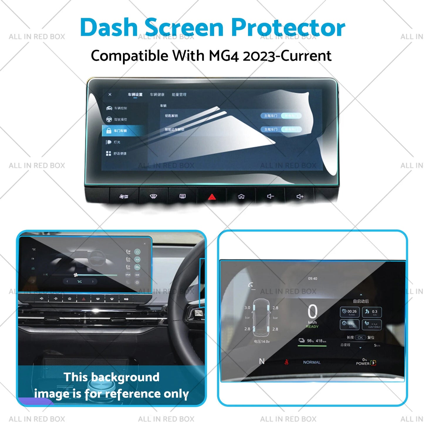 Dash Center Console Tempered Glass Screen Protector for MG MG4 (2023-2025)