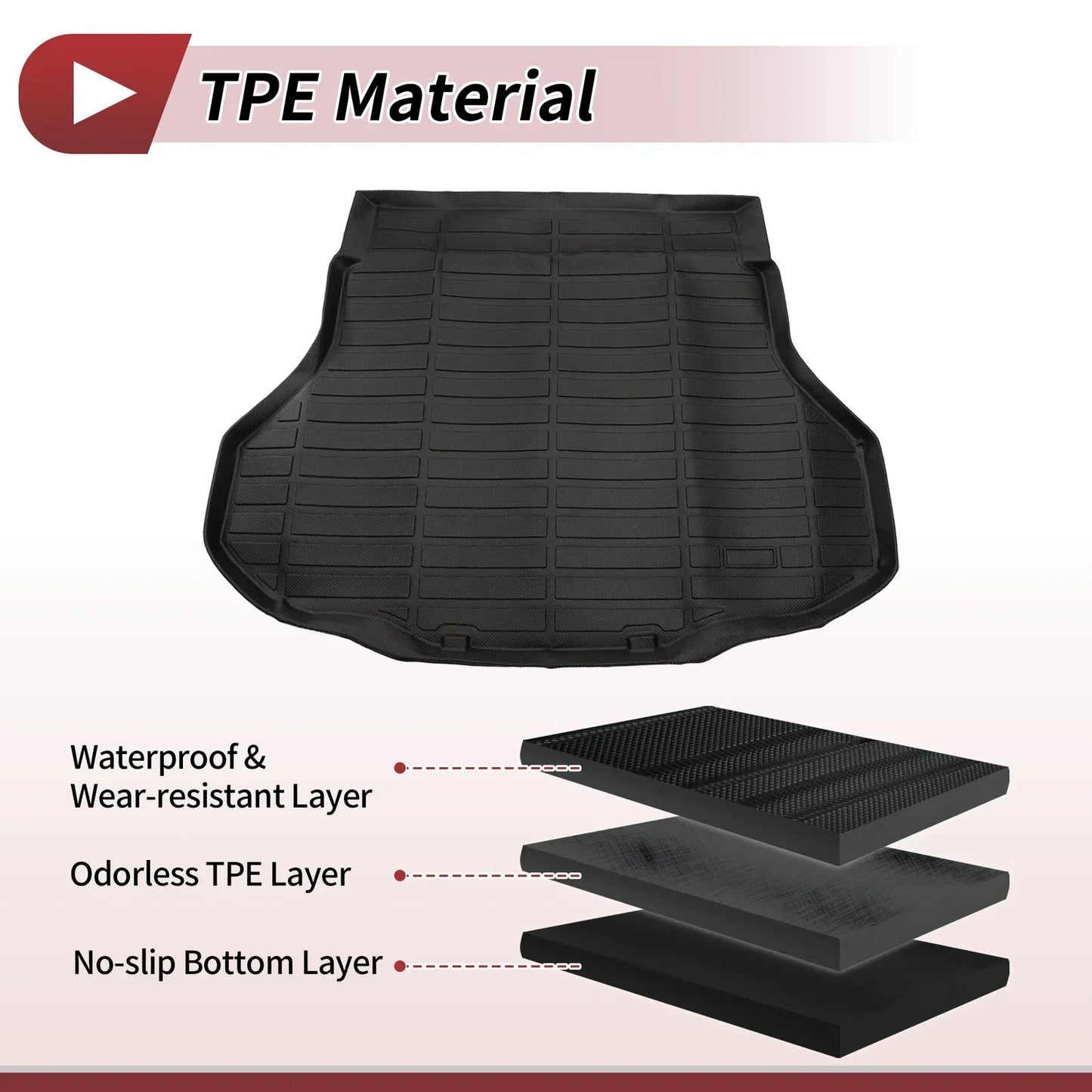 Trunk Mat for Hyundai Elantra 2021-2025 TPE Cargo Liner Replacement Black