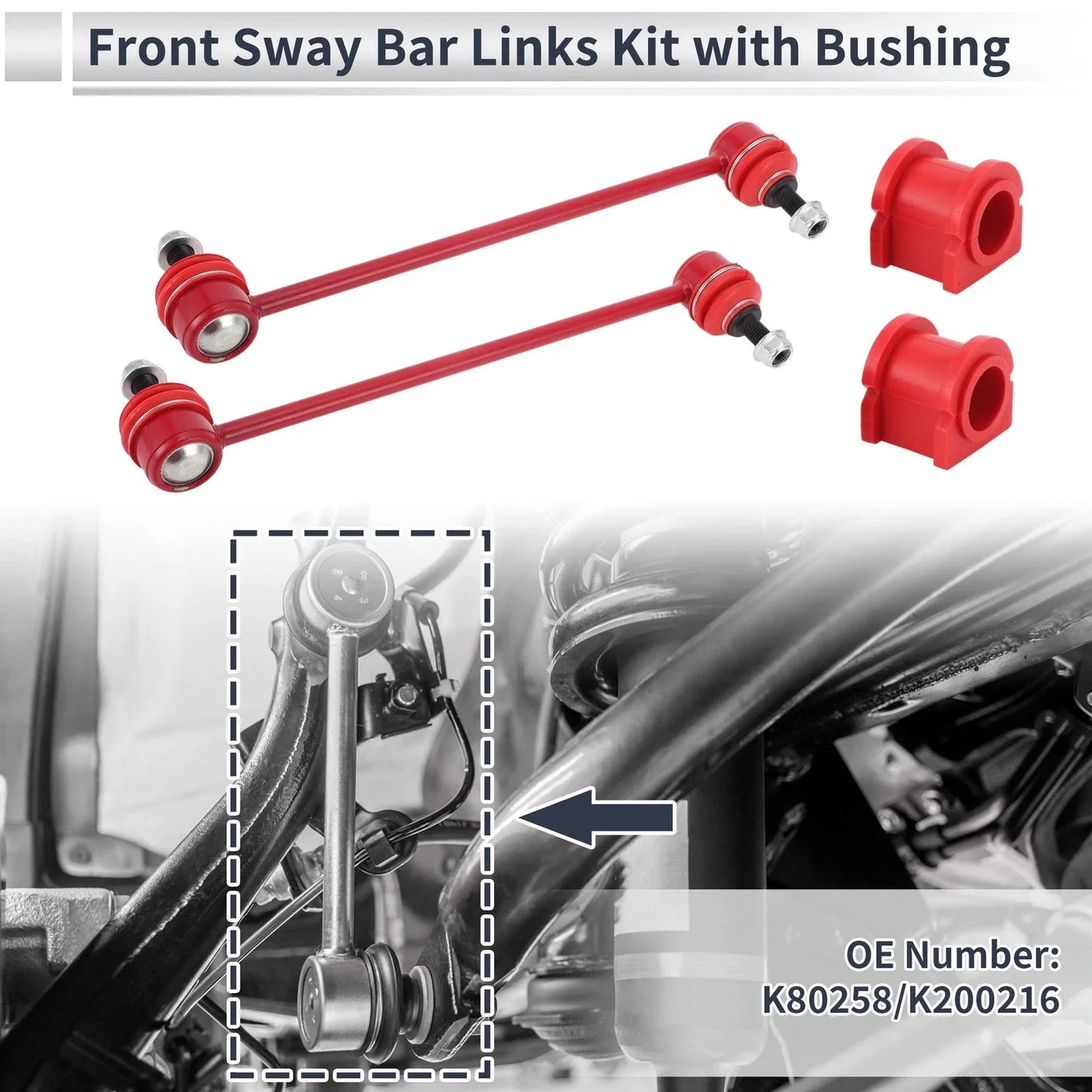 Front Stabilizer Bar Links 2 x Pcs Bushing for Jeep Patriot (2007-2017)
