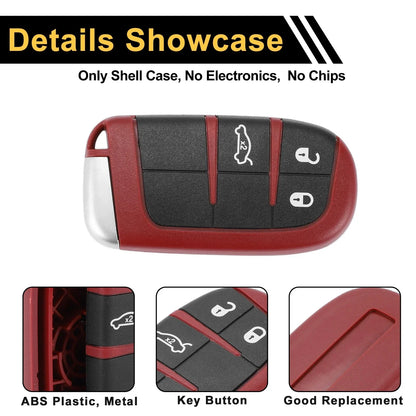 3 Button Key Fob Shell Case for Dodge Charger (2017) Black Red