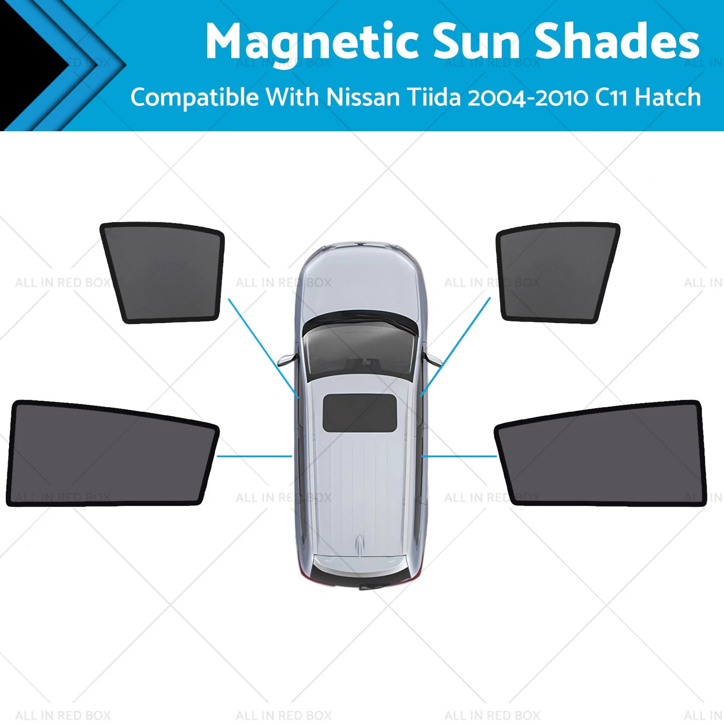 Magnetic Sun Shades for Nissan Tiida 2004-2010 C11 Hatch Front Windows