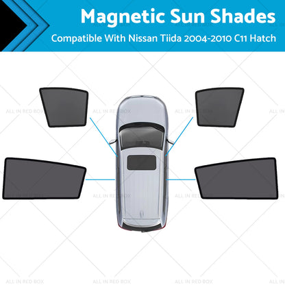 Magnetic Sun Shades for Nissan Tiida 2004-2010 C11 Hatch Front Windows