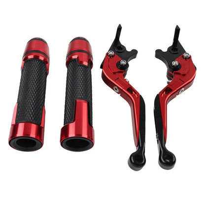Red Extendable Brake Clutch Levers & Handlebar Grips for Kawasaki ZX1400 (2006-2023)