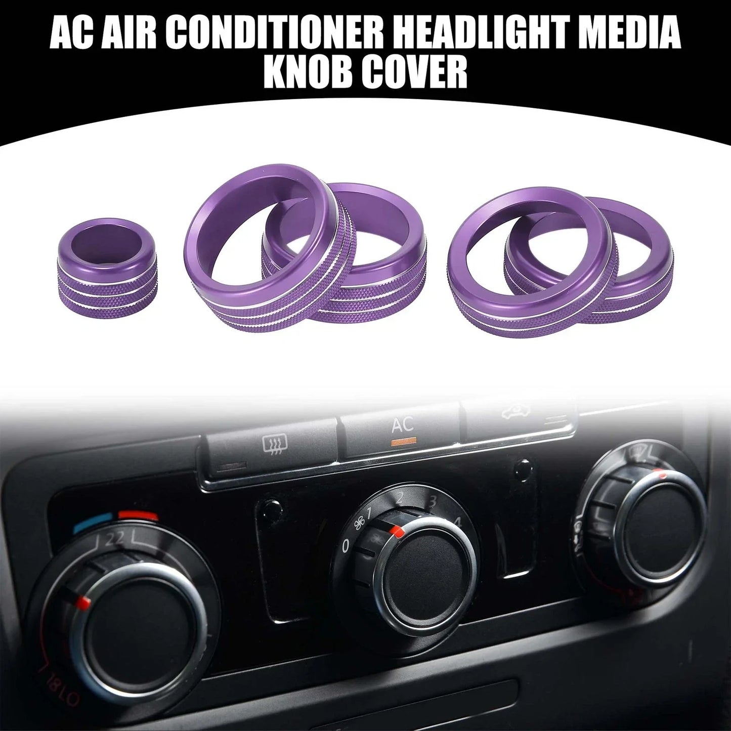 AC Headlight Media Switch Knob Cover for Chevrolet Silverado (2022-2023) 5 x Pcs