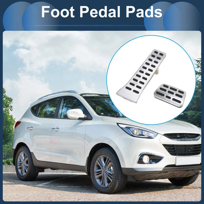 Automatic Footrest Pedals Cover for Hyundai Tucson (2016-2023) Silver Tone